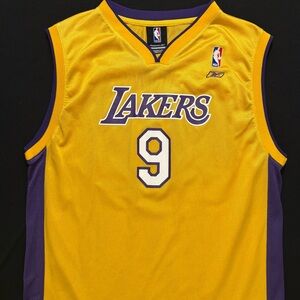 Rare Vintage Reebok Chucky Atkins Los Angeles Lakers 9 Home Gold Jersey Youth XL